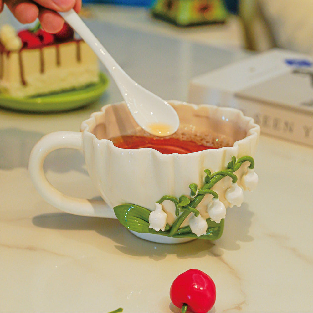 Lily-of-the-Valley Ceramic Coffee Cup