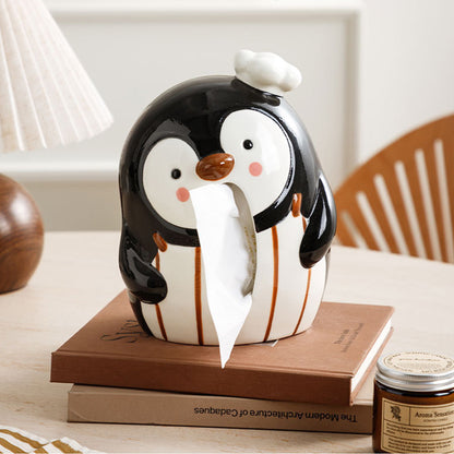 Little Penguin Chef Ceramic Tissue Box