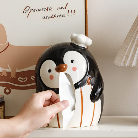 Little Penguin Chef Ceramic Tissue Box