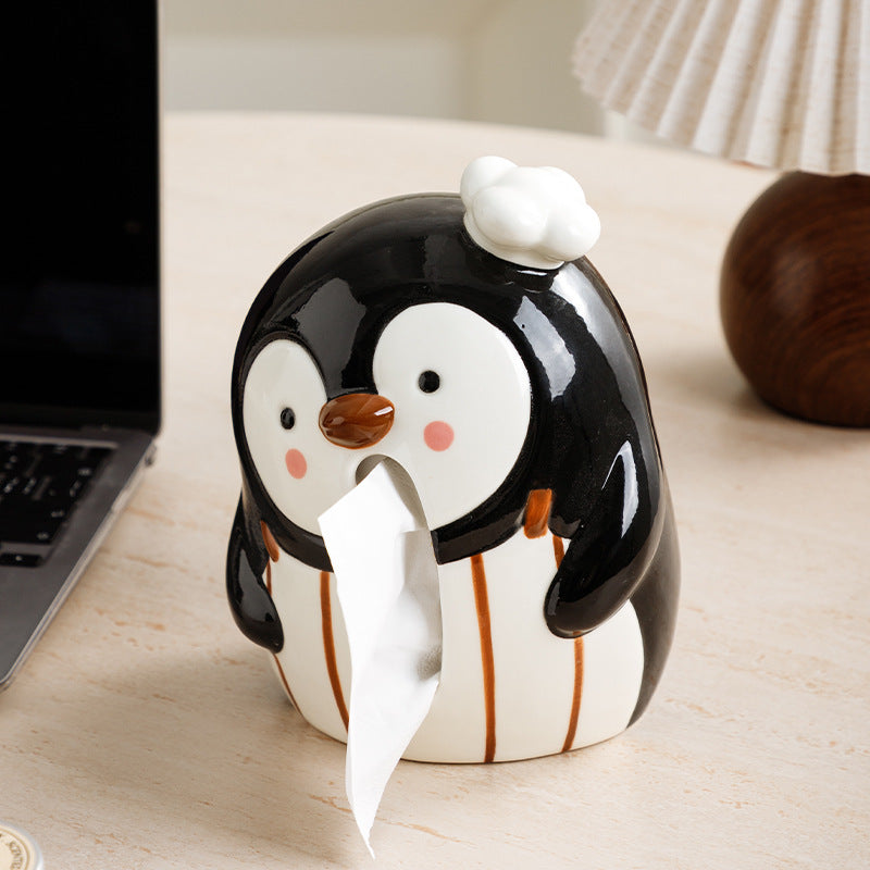 Little Penguin Chef Ceramic Tissue Box