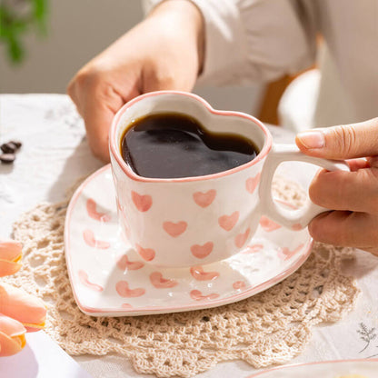 Heart Pattern Ceramic Cup