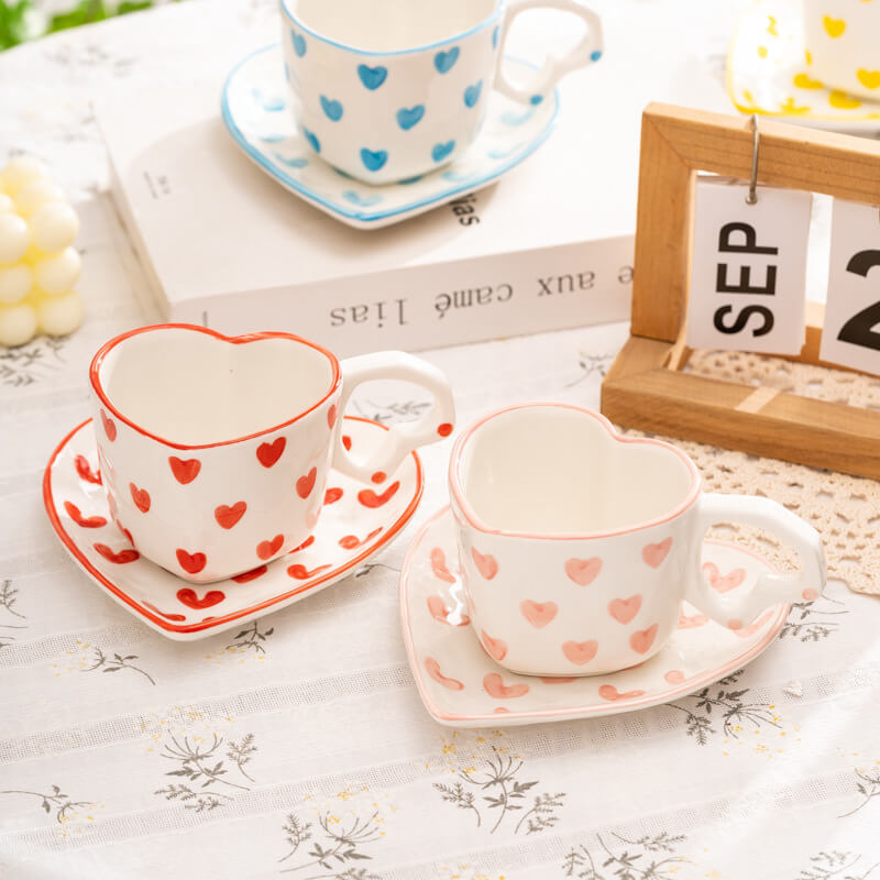 Heart Pattern Ceramic Cup