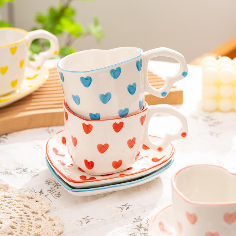 Heart Pattern Ceramic Cup