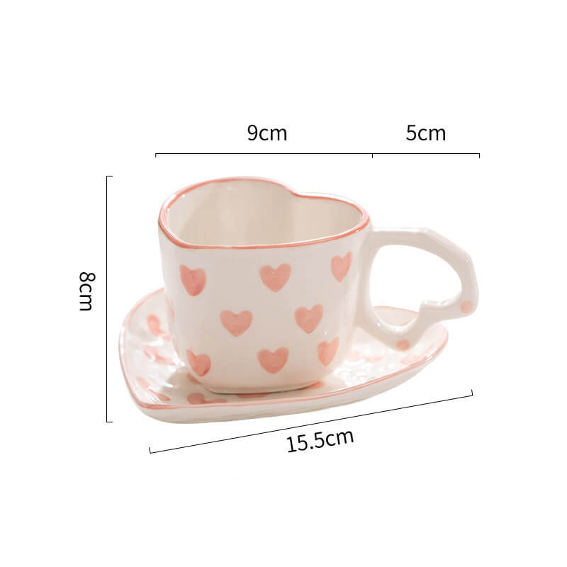 Heart Pattern Ceramic Cup