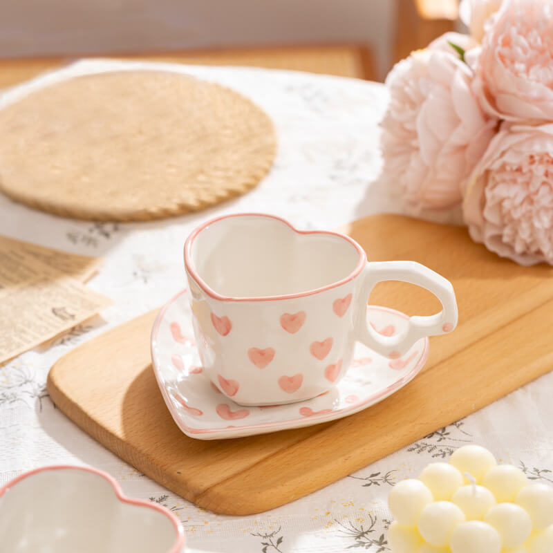 Heart Pattern Ceramic Cup