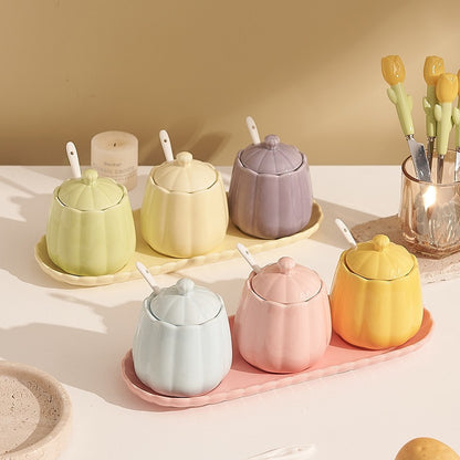 Macaron-Colored Ceramic Condiment Jars