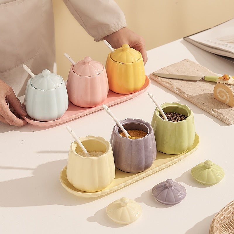 Macaron-Colored Ceramic Condiment Jars