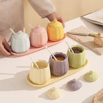Macaron-Colored Ceramic Condiment Jars