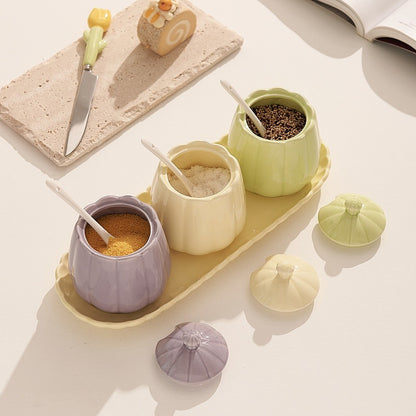 Macaron-Colored Ceramic Condiment Jars