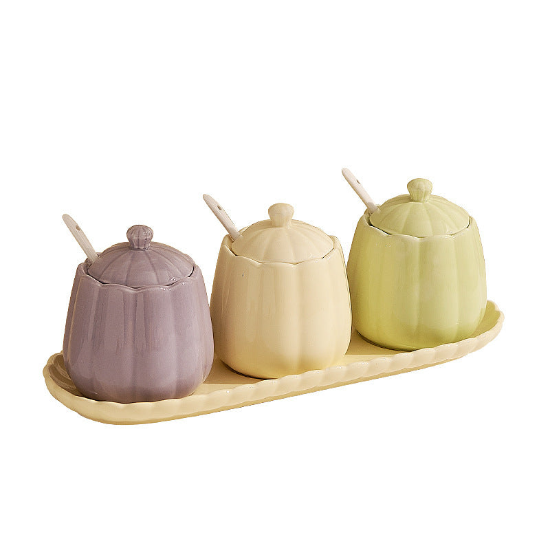 Macaron-Colored Ceramic Condiment Jars