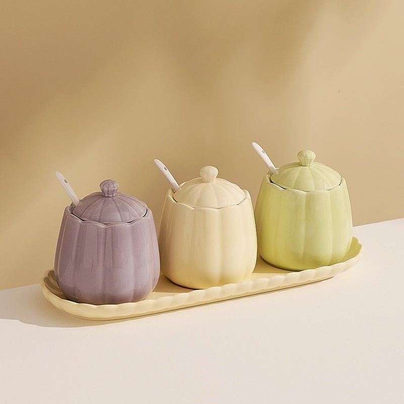 Macaron-Colored Ceramic Condiment Jars