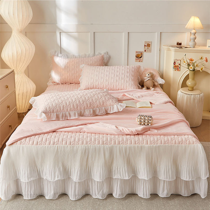 Mermaid Princess Bed Skirt Summer 4-Piece Bedding Set