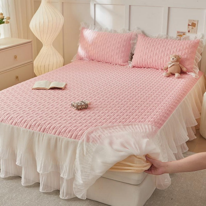 Mermaid Princess Bed Skirt Summer 4-Piece Bedding Set