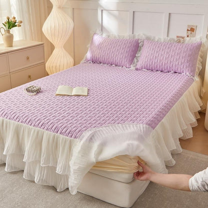 Mermaid Princess Bed Skirt Summer 4-Piece Bedding Set