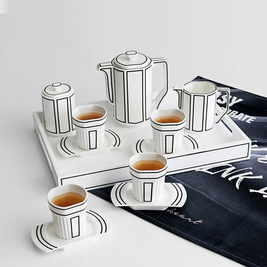 Minimalist Line Bone China Teapot Set