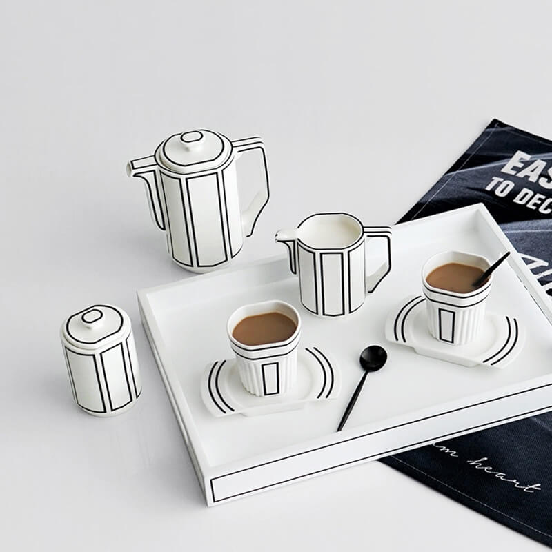 Minimalist Line Bone China Teapot Set