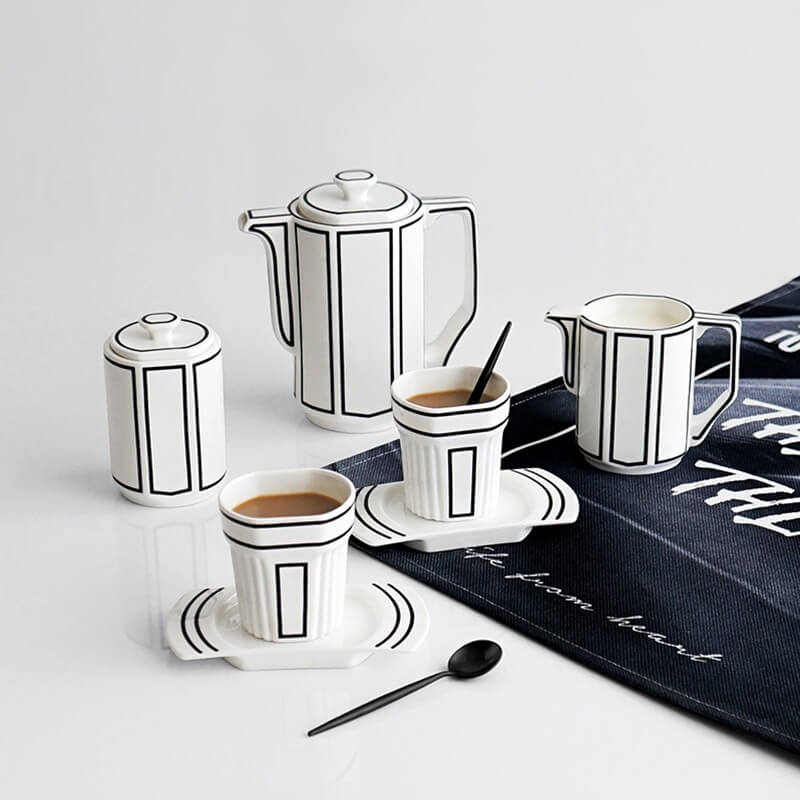 Minimalist Line Bone China Teapot Set