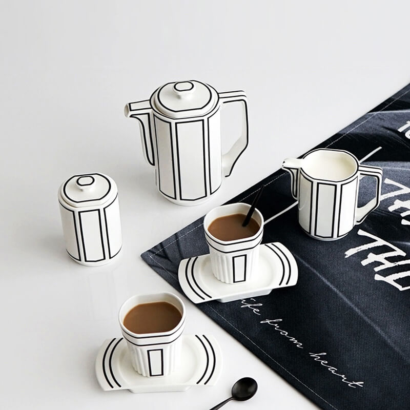 Minimalist Line Bone China Teapot Set