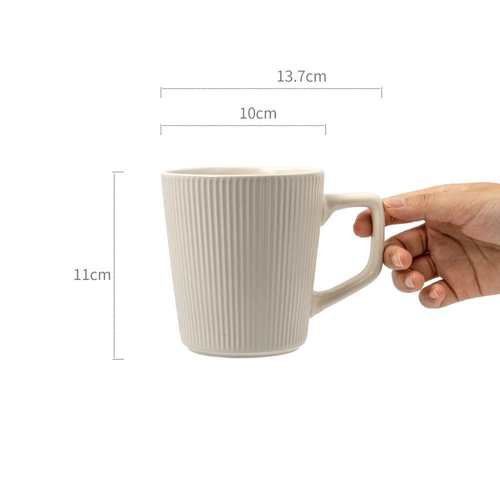 Minimalist Solid-Color Vertical-Ribbed Mug