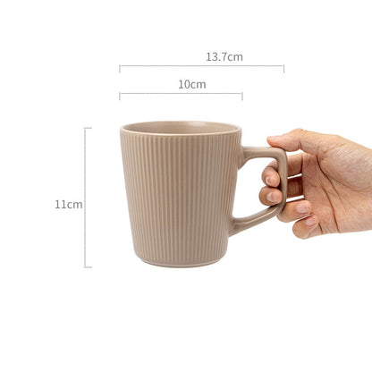 Minimalist Solid-Color Vertical-Ribbed Mug