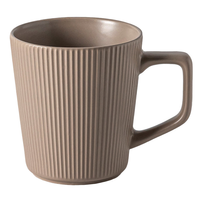 Minimalist Solid-Color Vertical-Ribbed Mug