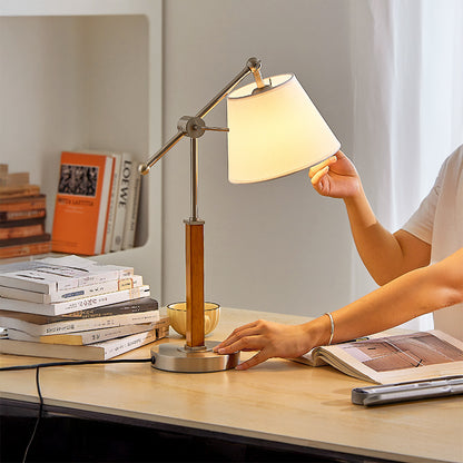 Minimalist Solid Wood Swing-Arm Desk Lamp