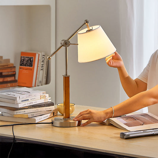 Minimalist Solid Wood Swing-Arm Desk Lamp