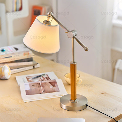 Minimalist Solid Wood Swing-Arm Desk Lamp