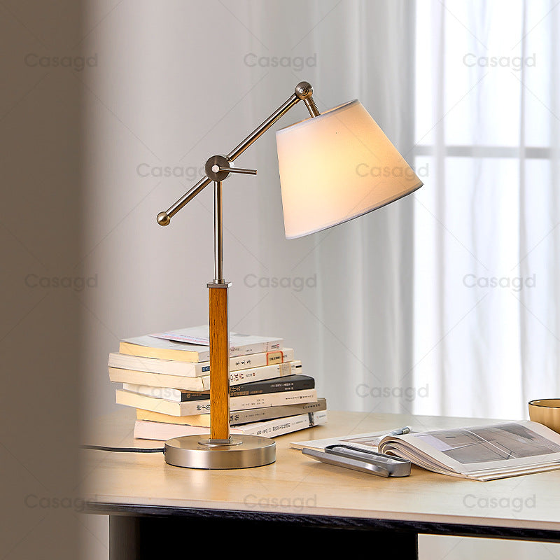Minimalist Solid Wood Swing-Arm Desk Lamp