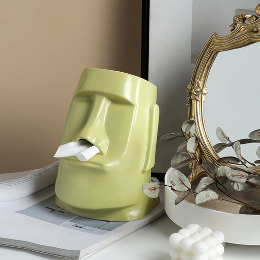 Moai Statue Ceramic Tissue Box