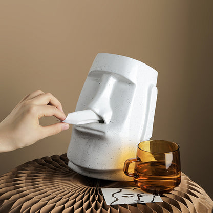 Moai Statue Ceramic Tissue Box