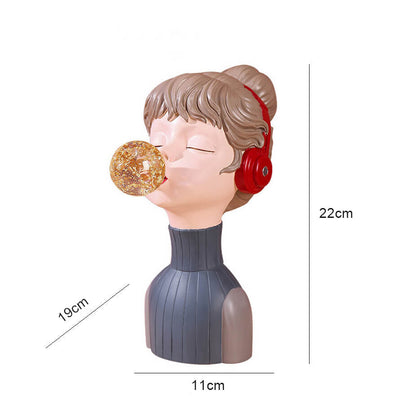 Music Girl Blowing Bubbles Resin Ornament