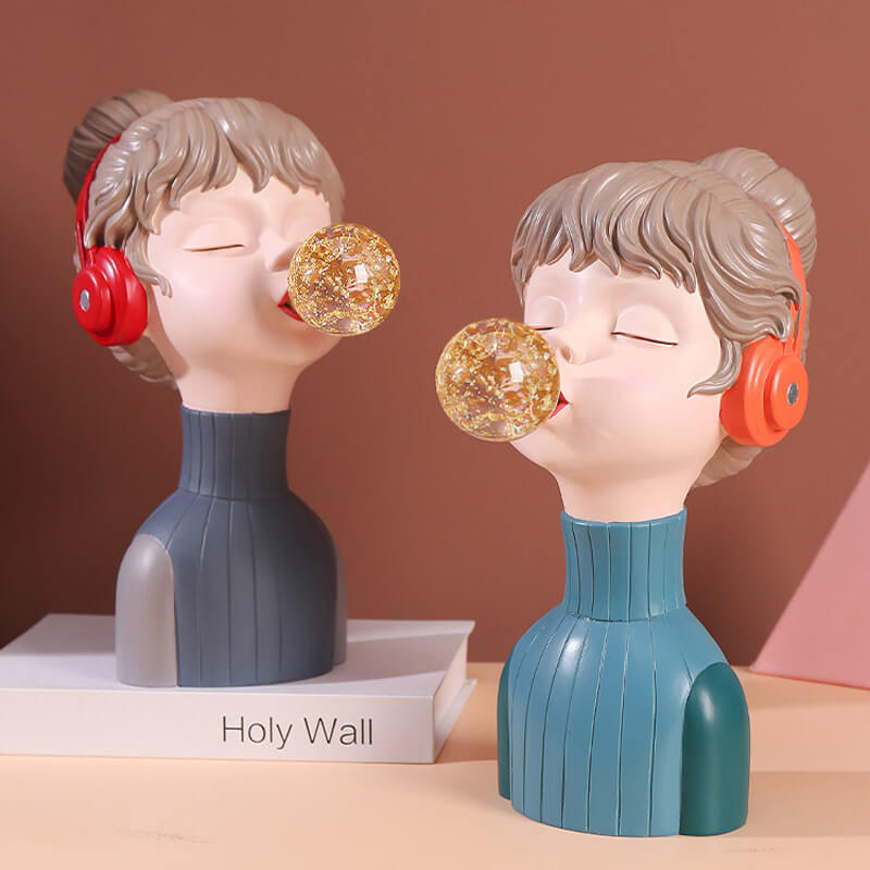 Music Girl Blowing Bubbles Resin Ornament