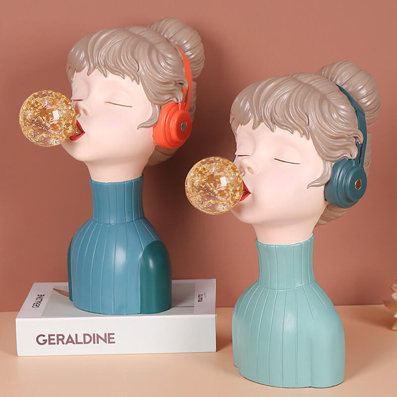 Music Girl Blowing Bubbles Resin Ornament