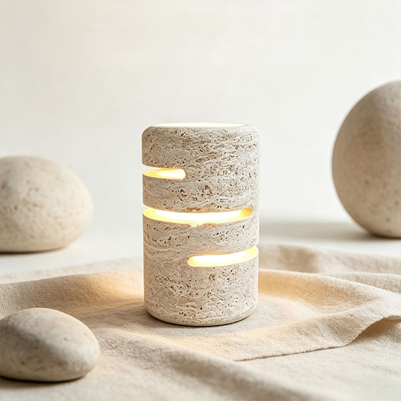 Natural Travertine Layered Table Lamp