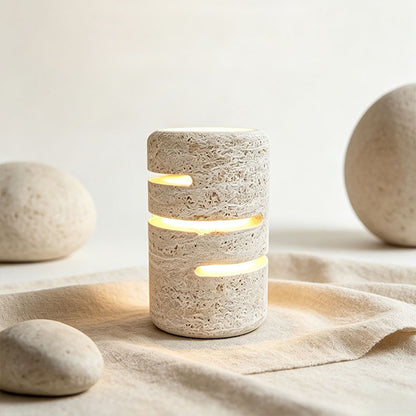 Natural Travertine Layered Table Lamp