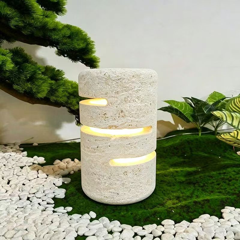 Natural Travertine Layered Table Lamp