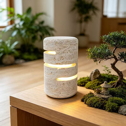 Natural Travertine Layered Table Lamp