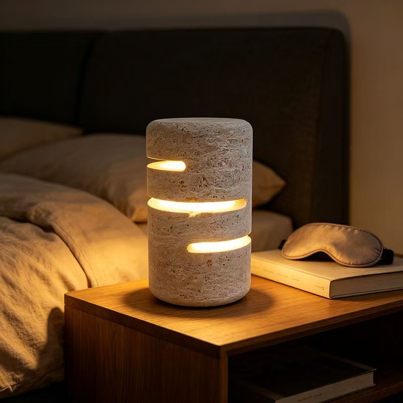 Natural Travertine Layered Table Lamp