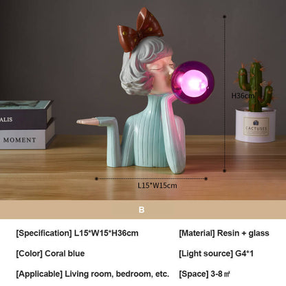 Colorful Elegant Girls Resin Table Lamp