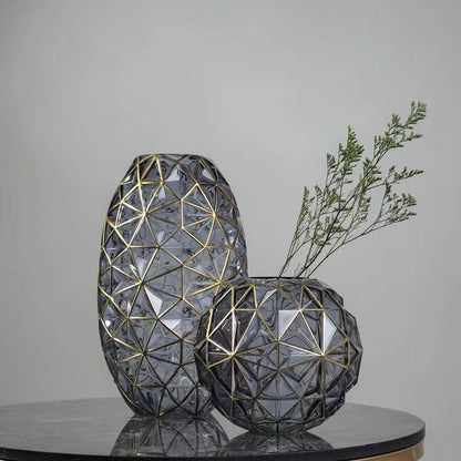 Creative Hydrangea Gold-Painted Glass Vase
