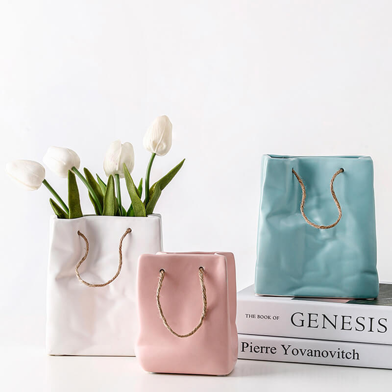 Paper Bag Ceramic Vases