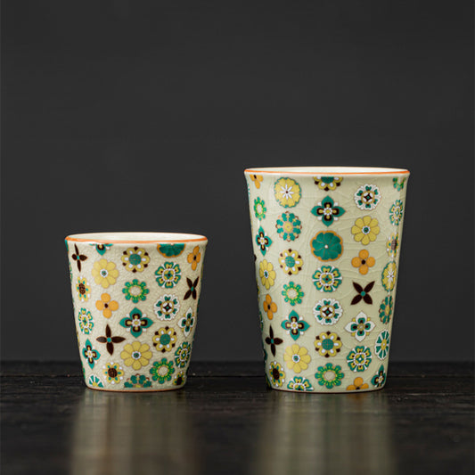 Patterned Ceramic Cylindrical Cola Mug