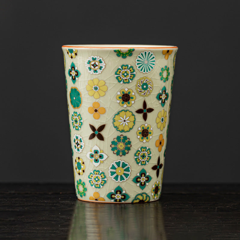Patterned Ceramic Cylindrical Cola Mug
