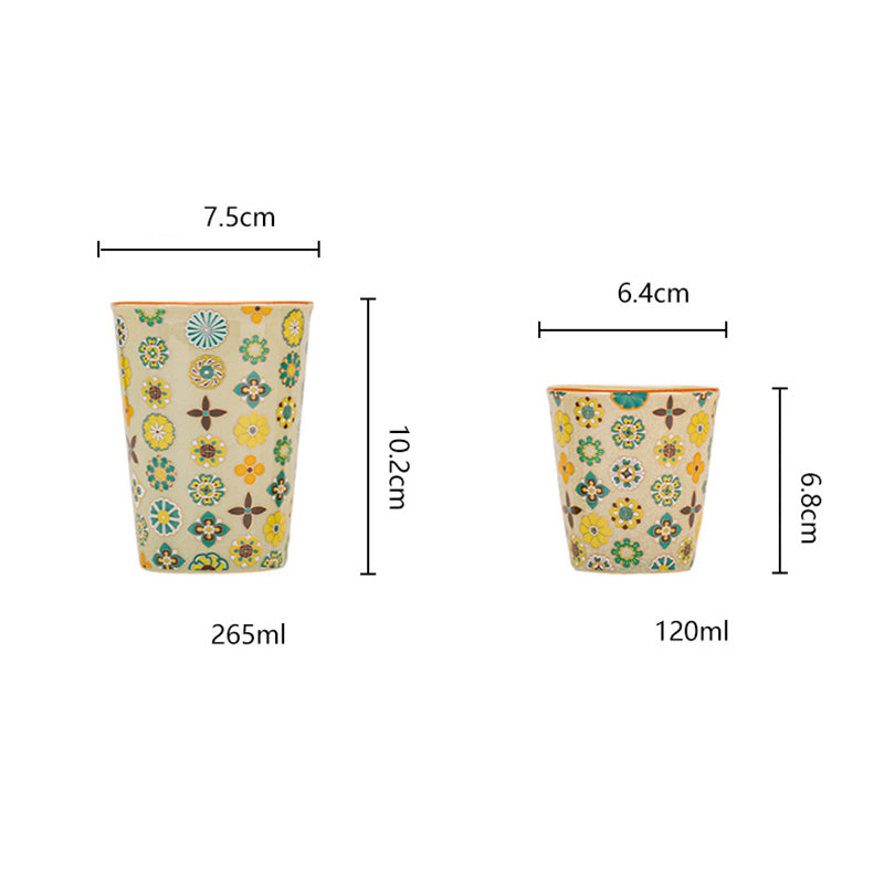 Patterned Ceramic Cylindrical Cola Mug