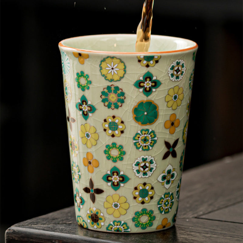 Patterned Ceramic Cylindrical Cola Mug