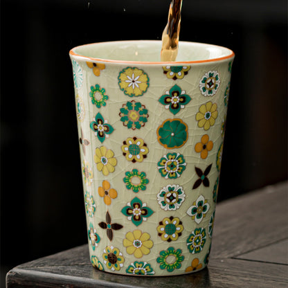 Patterned Ceramic Cylindrical Cola Mug