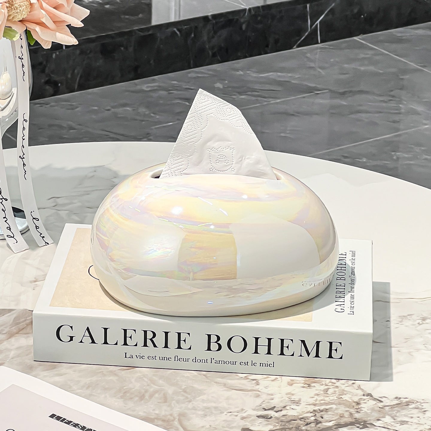 Pebble Ceramic Tissue Box