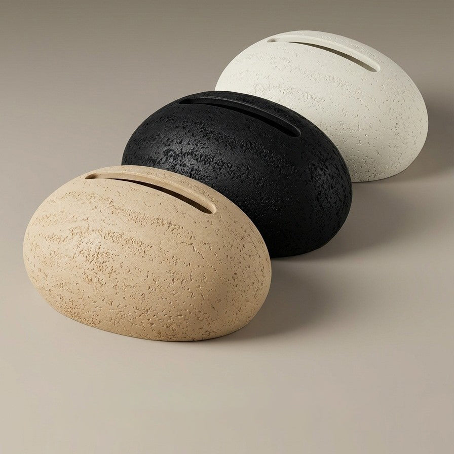 Egg-Shaped Travertine Paper Tissue Box