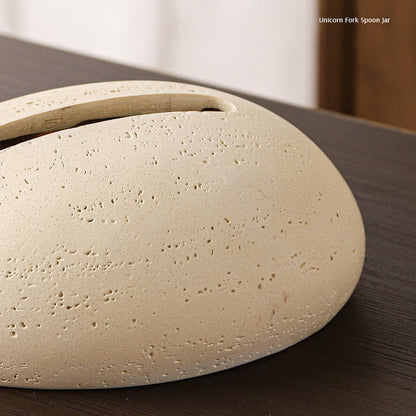 Egg-Shaped Travertine Paper Tissue Box